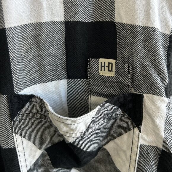 Harley Davidson Black White Buffalo Check Spell Out Button Front Shirt 3X Slim - Picture 4 of 11
